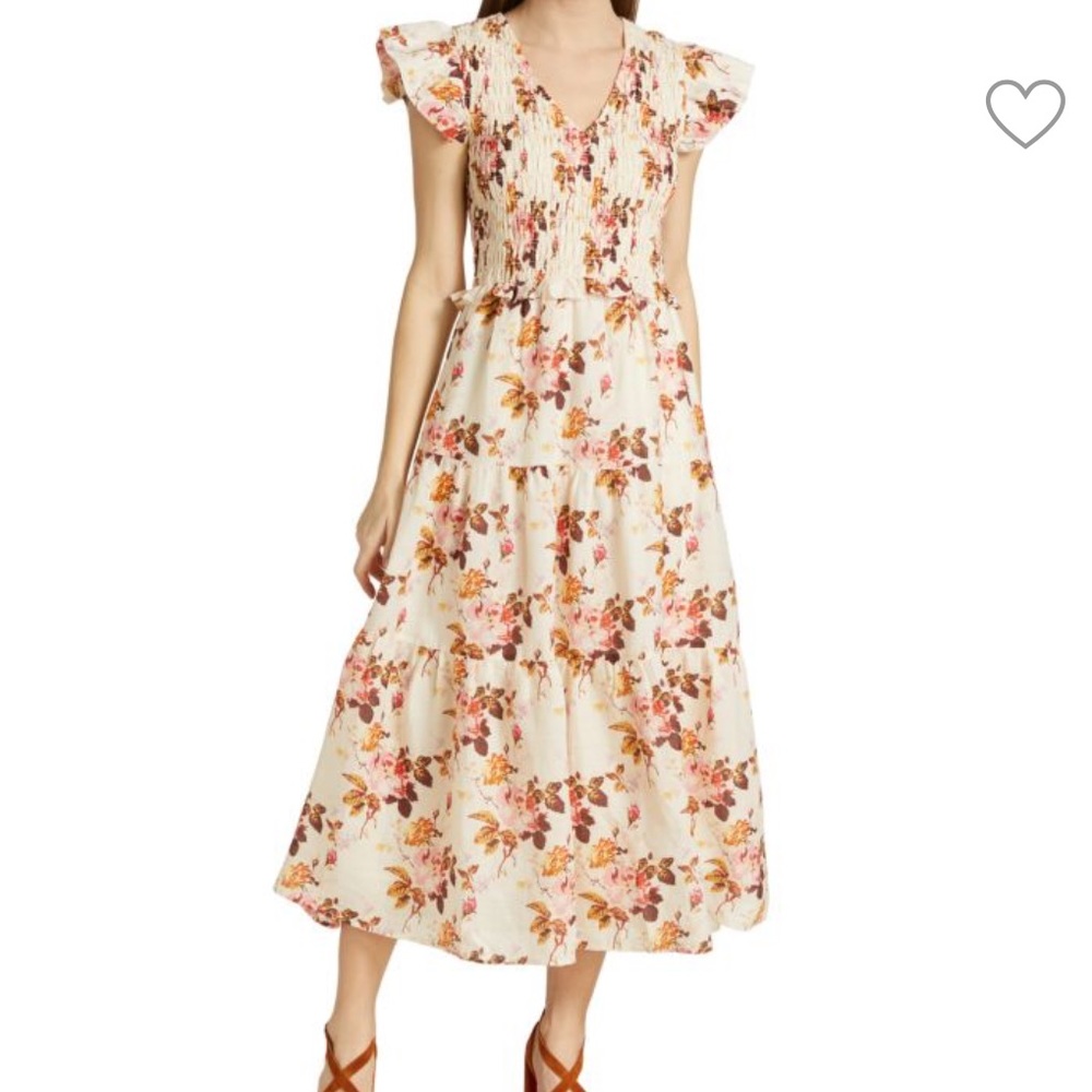 SEA Esme smocked midi dress